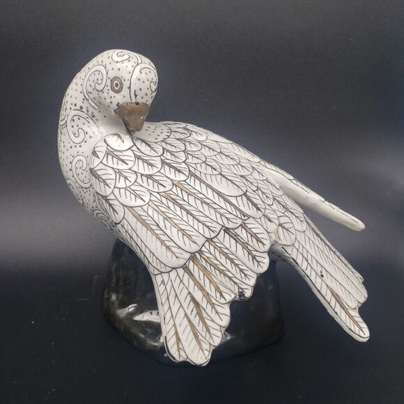 VTG Kinder Harris Hand painted Set (2) Porcelain Doves. HFP Macau. White w/ Gold - Picture 2 of 13